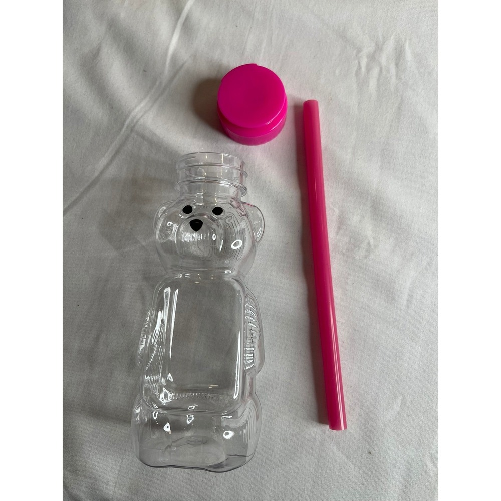 Layhit 24 Set Honey Bear Bottles Rose Red Lids Straws Ribbon Party Favors